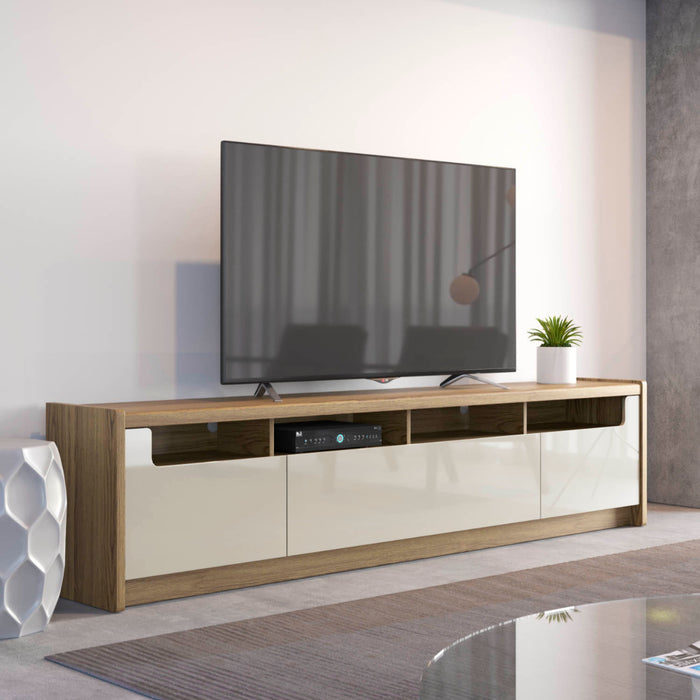 Manhattan Comfort Munoz 72.83\" TV Stand with 3 Compartments & Media Shelves - Off White Gloss