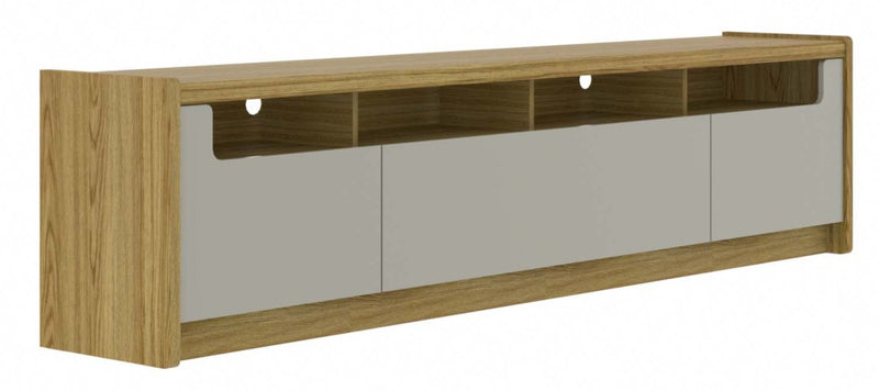 Manhattan Comfort Munoz 87.12\" TV Stand with 3 Compartments & Media Shelves - Grey Gloss