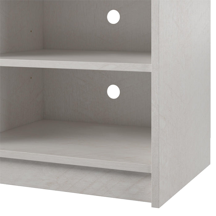 Ameriwood Home Hendrix 65\" TV Stand with Electric Fireplace Insert and Shelves - Ivory Oak