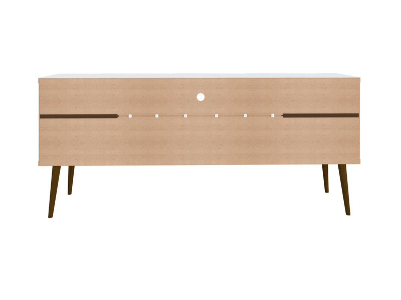 Manhattan Comfort Bradley 62.99\" TV Stand with 2 Media Shelves & 2 Storage Shelves - White & Rustic Brown