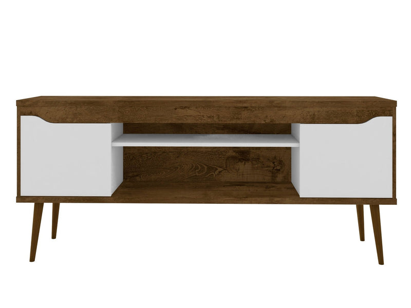 Manhattan Comfort Bradley 62.99\" TV Stand with 2 Media Shelves & 2 Storage Shelves - Rustic Brown