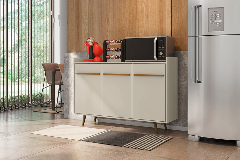 Manhattan Comfort Bradley 53.54” Buffet Stand with 4 Shelves - Off White