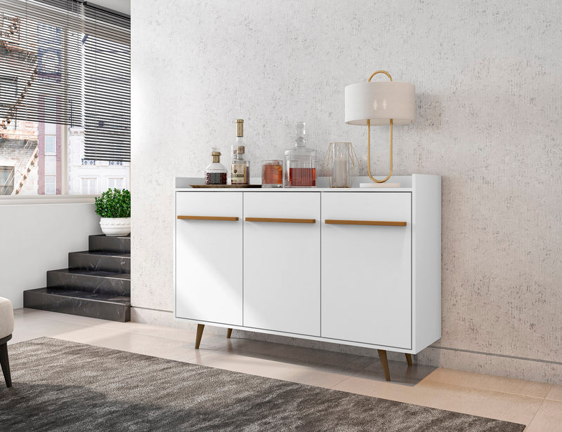 Manhattan Comfort Bradley 53.54” Buffet Stand with 4 Shelves - White