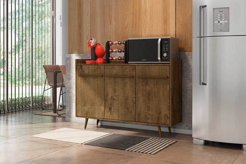 Manhattan Comfort Bradley 53.54” Buffet Stand with 4 Shelves - Rustic Brown