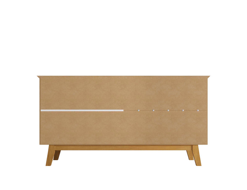 Manhattan Comfort Yonkers 62.99” Sideboard with Solid Wood Legs & 2 Cabinets - Black & Cinnamon