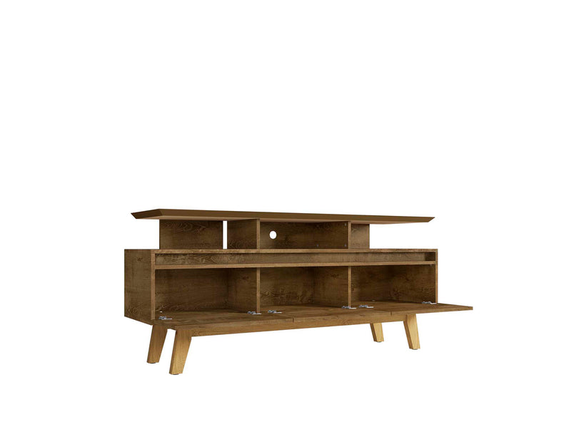Manhattan Comfort Yonkers 62.99\" TV Stand with Solid Wood Legs & 6 Media Storage Compartments - Rustic Brown