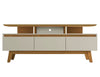 Manhattan Comfort Yonkers 70.86\" TV Stand with Solid Wood Legs & 6 Media Storage Compartments - Off White & Cinnamon