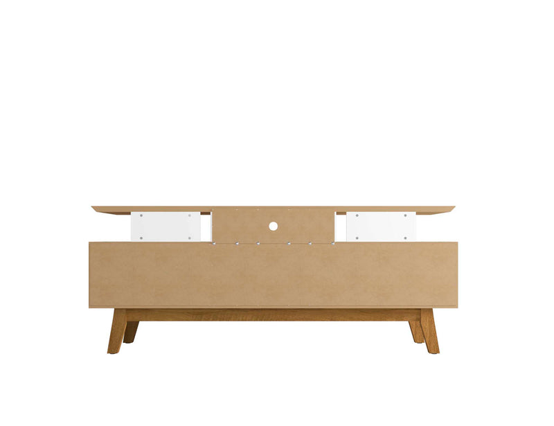 Manhattan Comfort Yonkers 70.86\" TV Stand with Solid Wood Legs & 6 Media Storage Compartments - White