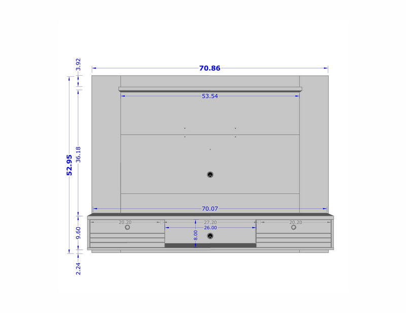 Manhattan Comfort Liberty 70.86\" Floating Wall Entertainment Center with Overhead Shelf - Rustic Brown