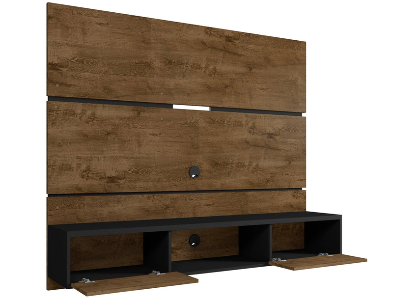 Manhattan Comfort Vernon 62.99\" Floating Wall Entertainment Center - Rustic Brown & Black