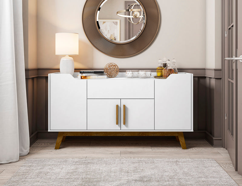 Manhattan Comfort Addie 53.54” Sideboard with 5 Shelves - White