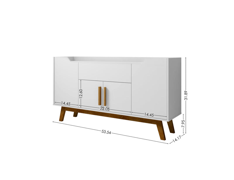 Manhattan Comfort Addie 53.54” Sideboard with 5 Shelves - White