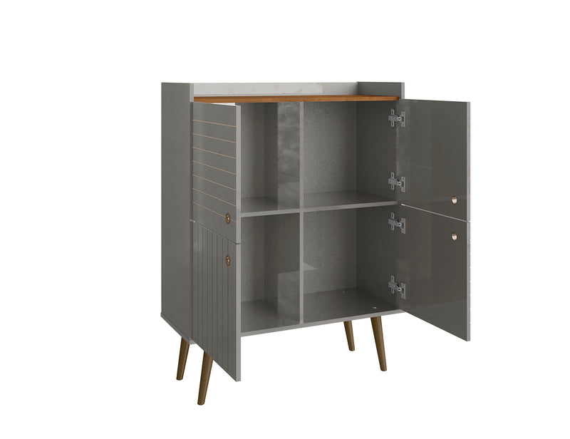Manhattan Comfort Bogart Mid-Century Modern Accent Cabinet - Grey & Natural