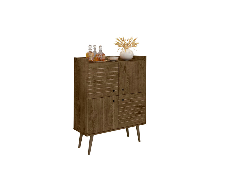 Manhattan Comfort Bogart Mid-Century Modern Accent Cabinet - Rustic Brown & Natural
