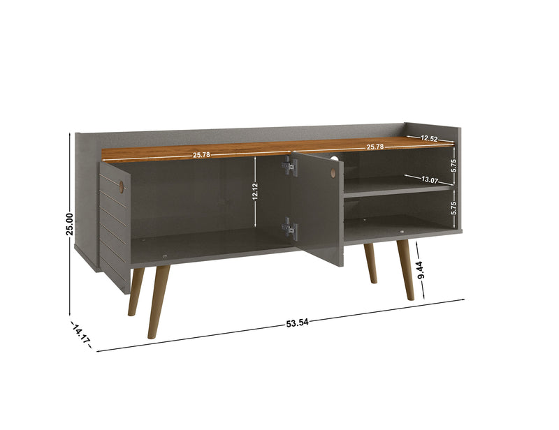 Manhattan Comfort Bogart 53.54\" Mid-Century Modern TV Stand - Grey & Natural