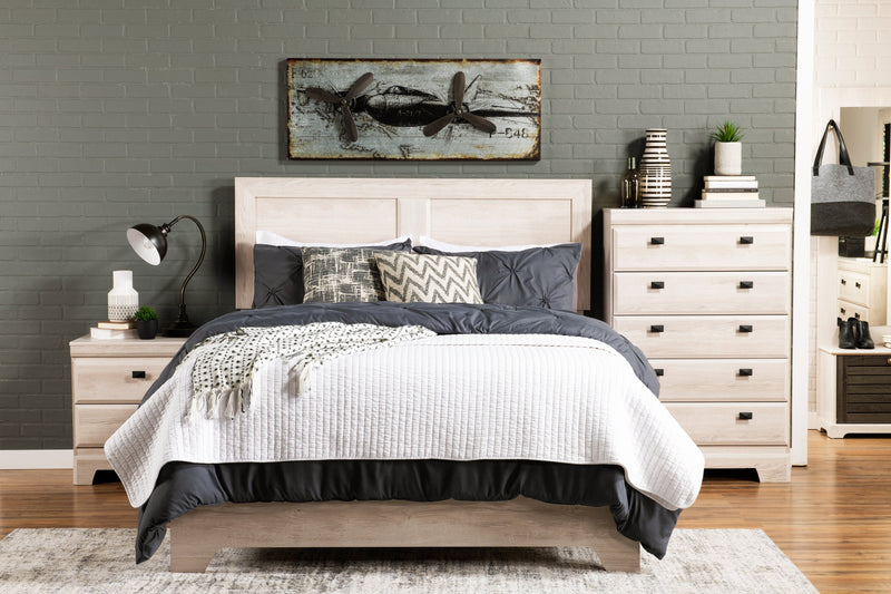 Yorkdale Panel Bed with Headboard & Frame, Made in Canada, White - Queen Size