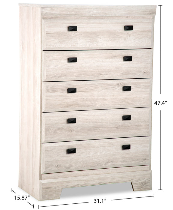 Yorkdale Bedroom Chest of Drawers, 5-Drawer, 31.1\"W x 47.4\"H, Made in Canada - White