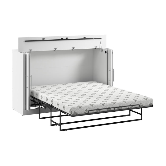 Bestar Pur 75 W Queen Cabinet Bed with Mattress - White