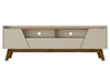 Manhattan Comfort Mid-Century Modern Marcus 70.86\" TV Stand with Solid Wood Legs - Greige & Natural