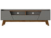 Manhattan Comfort Mid-Century Modern Marcus 70.86\" TV Stand with Solid Wood Legs - Grey & Natural