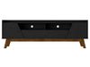 Manhattan Comfort Mid-Century Modern Marcus 70.86\" TV Stand with Solid Wood Legs - Matte Black