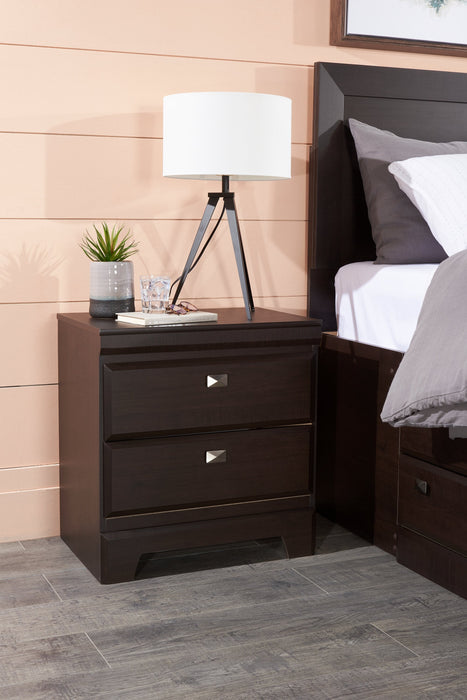 Yorkdale Bedside 2-Drawer Nightstand, 23.5\"W x 24.7\"H, Made in Canada - Brown