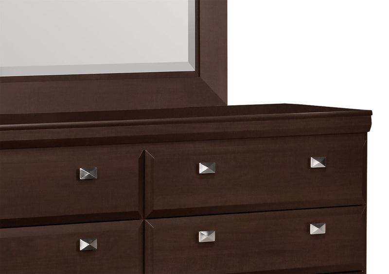 Yorkdale 5pc Bedroom Set with 12-Drawer Storage Bed, Dresser & Mirror, Brown - Full Size