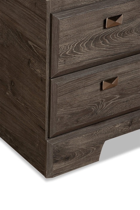 Yorkdale 5pc Bedroom Set with 12-Drawer Storage Bed, Dresser & Mirror, Grey - Full Size