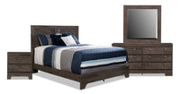 Yorkdale 6pc Bedroom Set with Panel Bed, Dresser, Mirror & Nightstand, Grey - Queen Size 