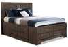 ["Yorkdale 12-Drawer Platform Bed with Headboard & Storage Frame, Made in Canada, Grey - Queen Size"]