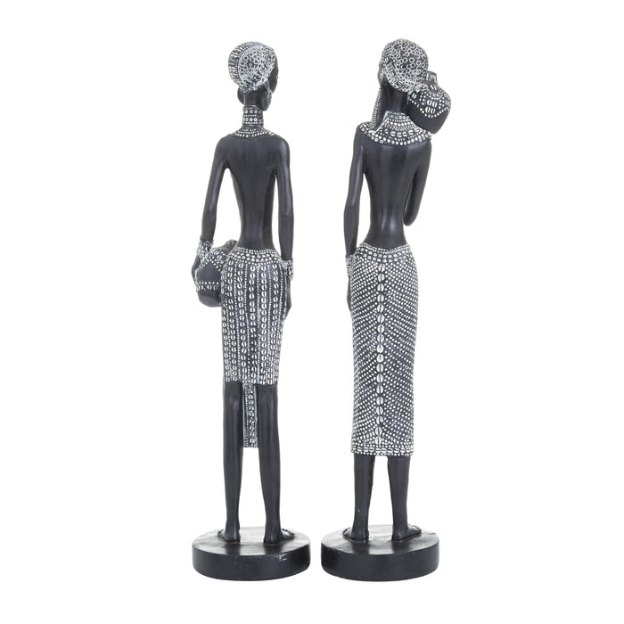 Polystyrene 14\" African Women - Set of 2