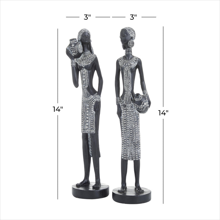 Polystyrene 14\" African Women - Set of 2