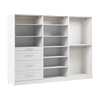 Bestar Florence 107\" Modular Walk-In Closet System with LED Lights, Rods, Shelves and Drawers Shaker Style - White