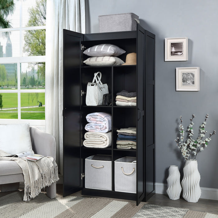 Manhattan Comfort Hopkins Modern Freestanding Storage Closet with 7 Shelves - Black