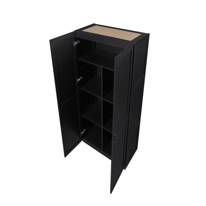 Manhattan Comfort Hopkins Modern Freestanding Storage Closet with 7 Shelves - Black