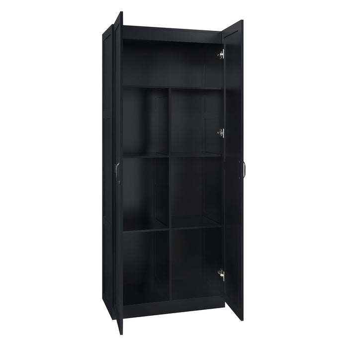 Manhattan Comfort Hopkins Modern Freestanding Storage Closet with 7 Shelves - Black