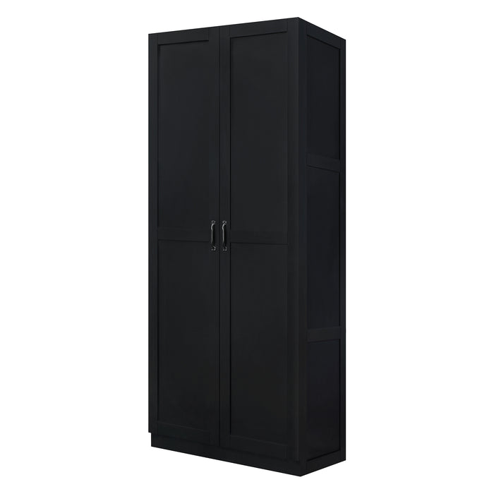 Manhattan Comfort Hopkins Modern Freestanding Storage Closet with 7 Shelves - Black