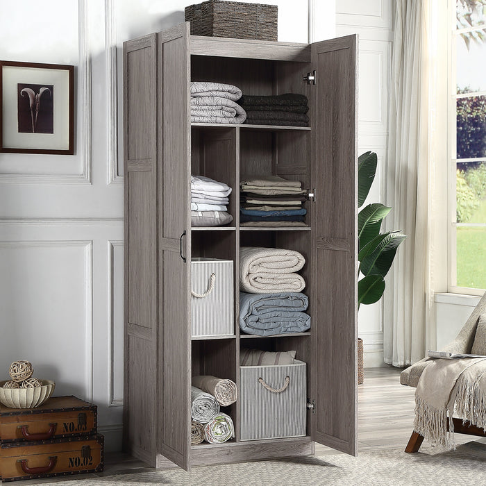 Manhattan Comfort Hopkins Modern Freestanding Storage Closet with 7 Shelves - Grey