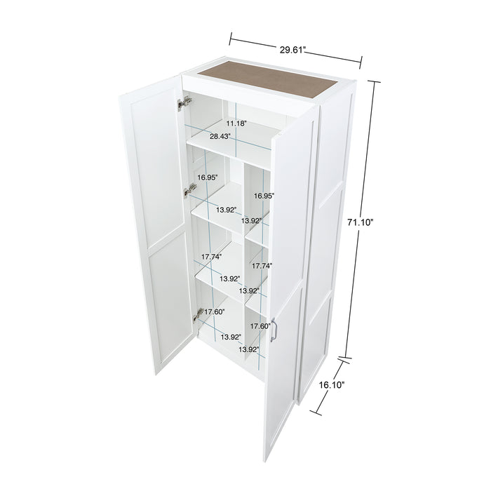 Manhattan Comfort Hopkins Modern Freestanding Storage Closet with 7 Shelves - White