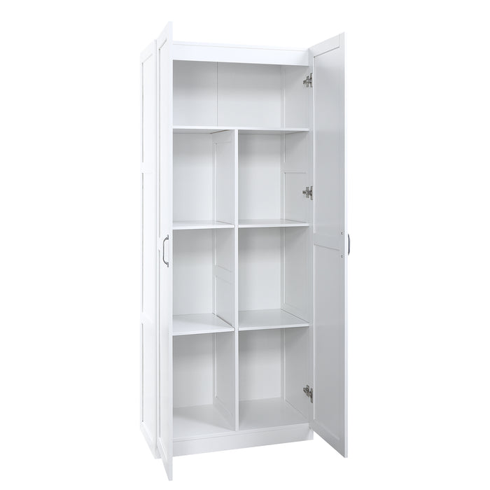 Manhattan Comfort Hopkins Modern Freestanding Storage Closet with 7 Shelves - White