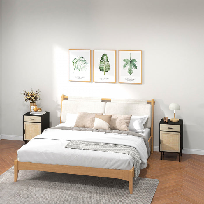 HOMCOM Bedside Table Set of 2 with Storage Drawer for Bedroom Living Room