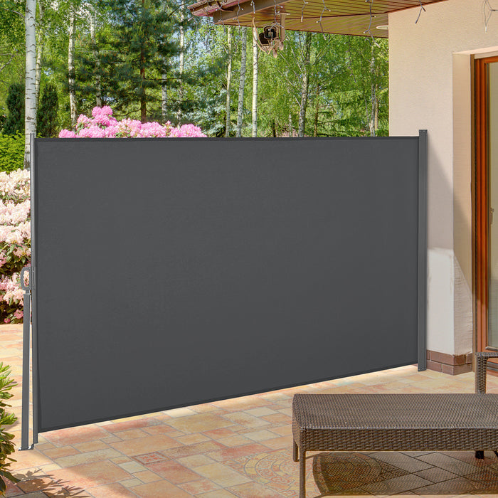 Outsunny 118\" X 63\" Retractable Side Awning Patio Outdoor Folding Privacy Screen With Resistance To Uv Rays & Wind, Grey