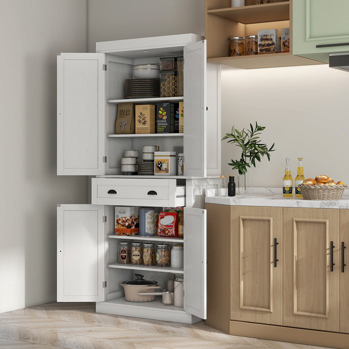 HOMCOM Kitchen Pantry Storage Cabinet, Tall Pantry with Drawer White