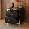 Sophia High Gloss Nightstand with 2 Drawers and Metal Handles,Black | Sophia table de chevet laquee brillante avec 2 tiroirs et poignees en metal, noir