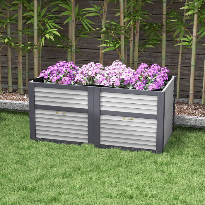 Outsunny Wooden Raised Garden Bed With Storage Doors For Vegetables Grey