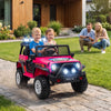 Qaba 2-Seater Ride on Truck Car, 12V Electric Car for Kids with Dual Motors, Remote Control, Soft Start, Four-Wheel Suspension, Max 5MPH, Seat Belt, Lights, Music, USB, Horn, Pink