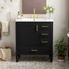 Emerson 30 Inch Bathroom Vanity with Ceramic Sink and Three Drawers, Black | Emerson Meuble de salle de bain 30 pouces avec vasque en ceramique et trois tiroirs, Noir