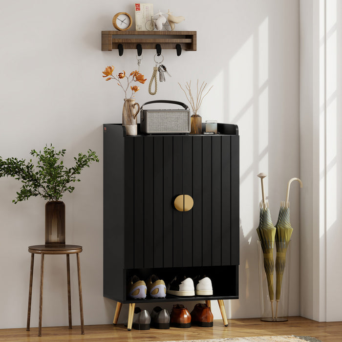 HOMCOM Narrow Shoe Cabinet for Entryway Shoe Storage Cabinet with Storage