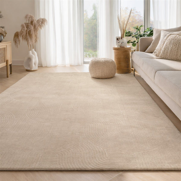 Elion Contemporary Cream Washable Rug 5'0\" x 7'6\" Indoor Area Rug