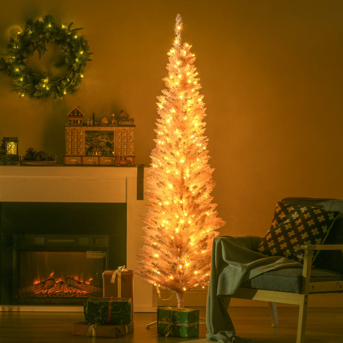 Homcom 6' Prelit Artificial Christmas Tree With Warm White Led Lights